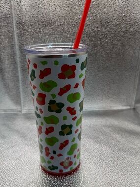 Swig Christmas Tumbler 22oz Leopard Holiday Cup Red Green Gold Straw Lid